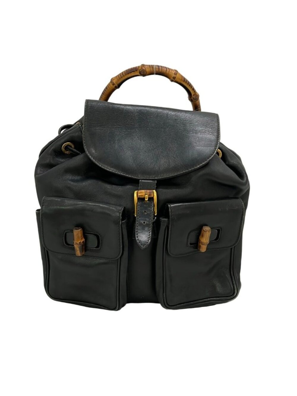 Gucci Backpack Bamboo Black Leather